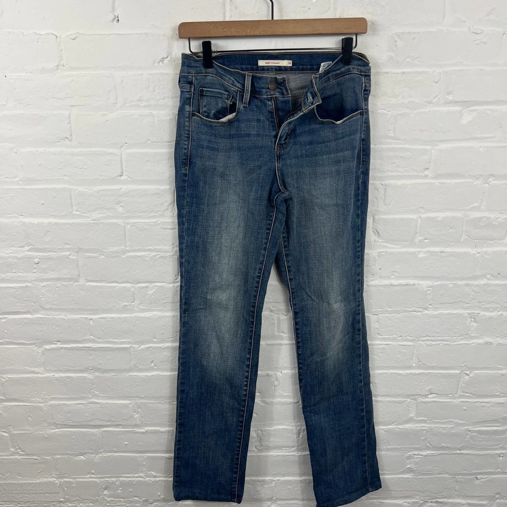 Levi's Women's 505 Straight Leg High Rise Denim Jeans Blue Size 26